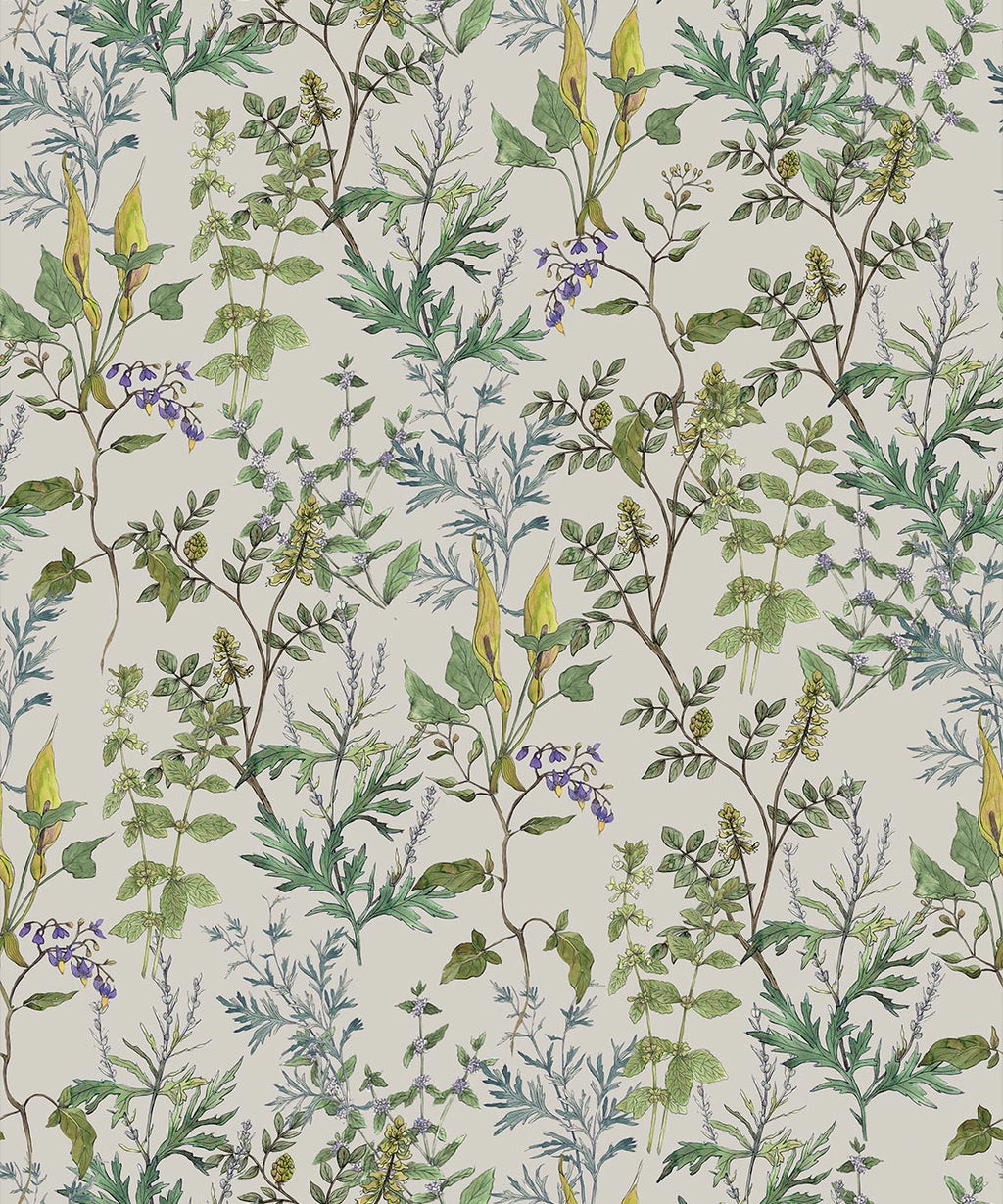 Woodland Floral Wallpaper, Stone