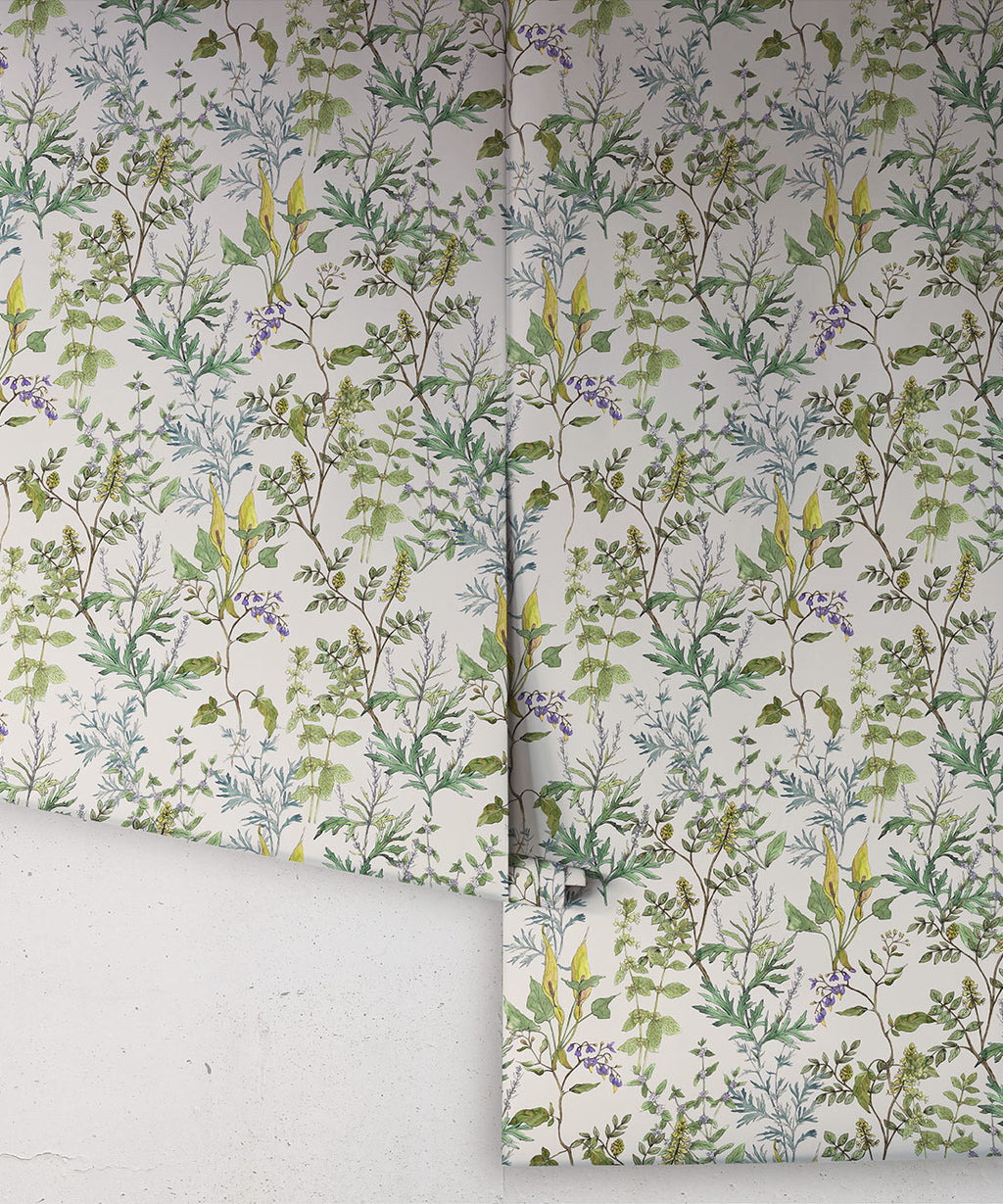 Woodland Floral Wallpaper, Stone