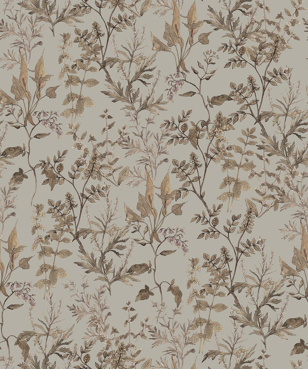 Antique Botanica Wallpaper, Antique Grey