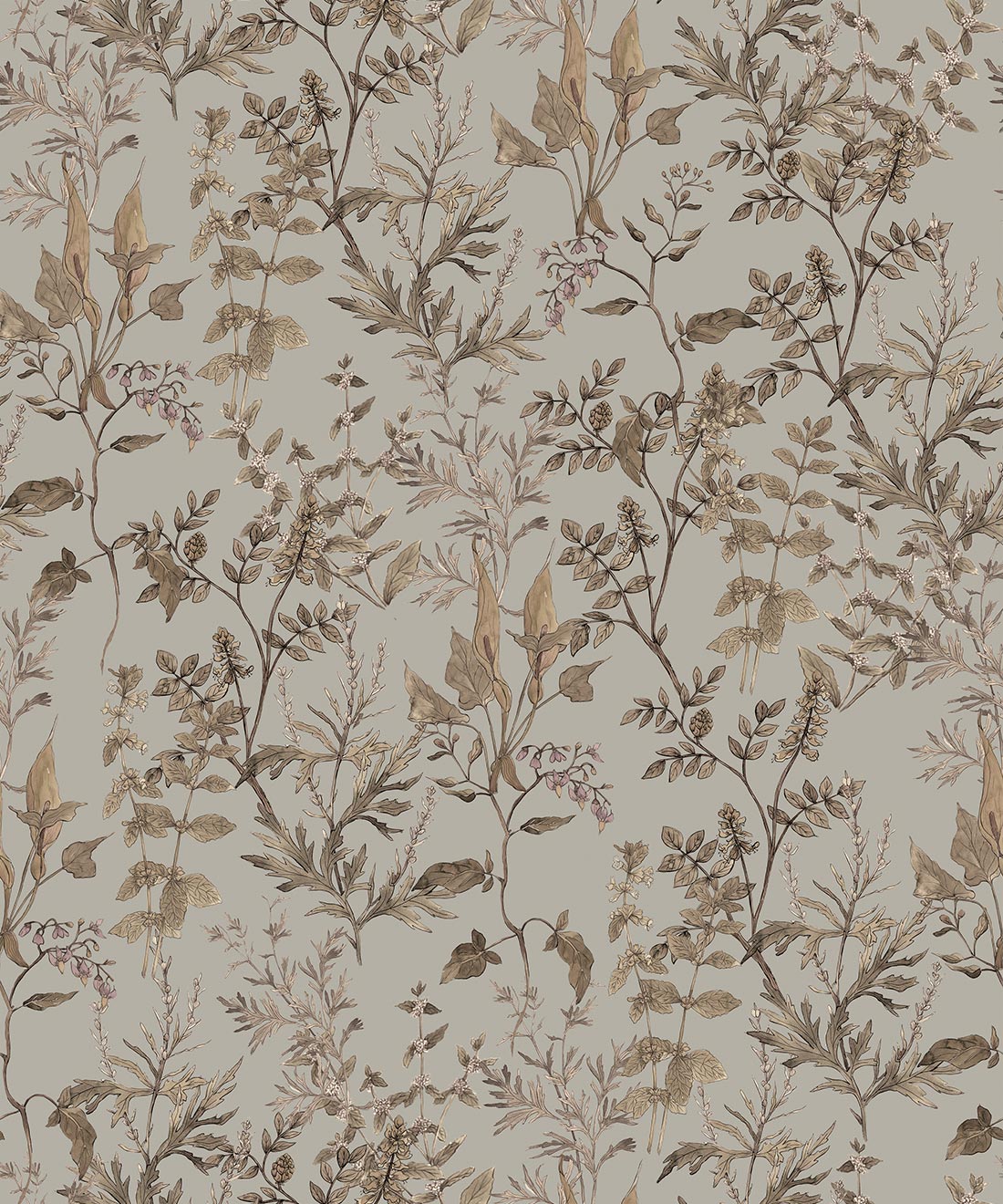 Antique Botanica Wallpaper, Antique Grey