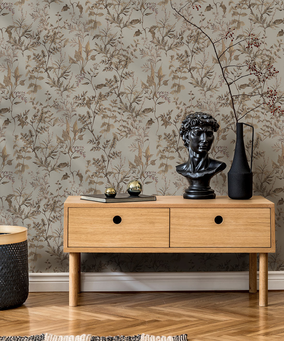 Antique Botanica Wallpaper, Antique Grey