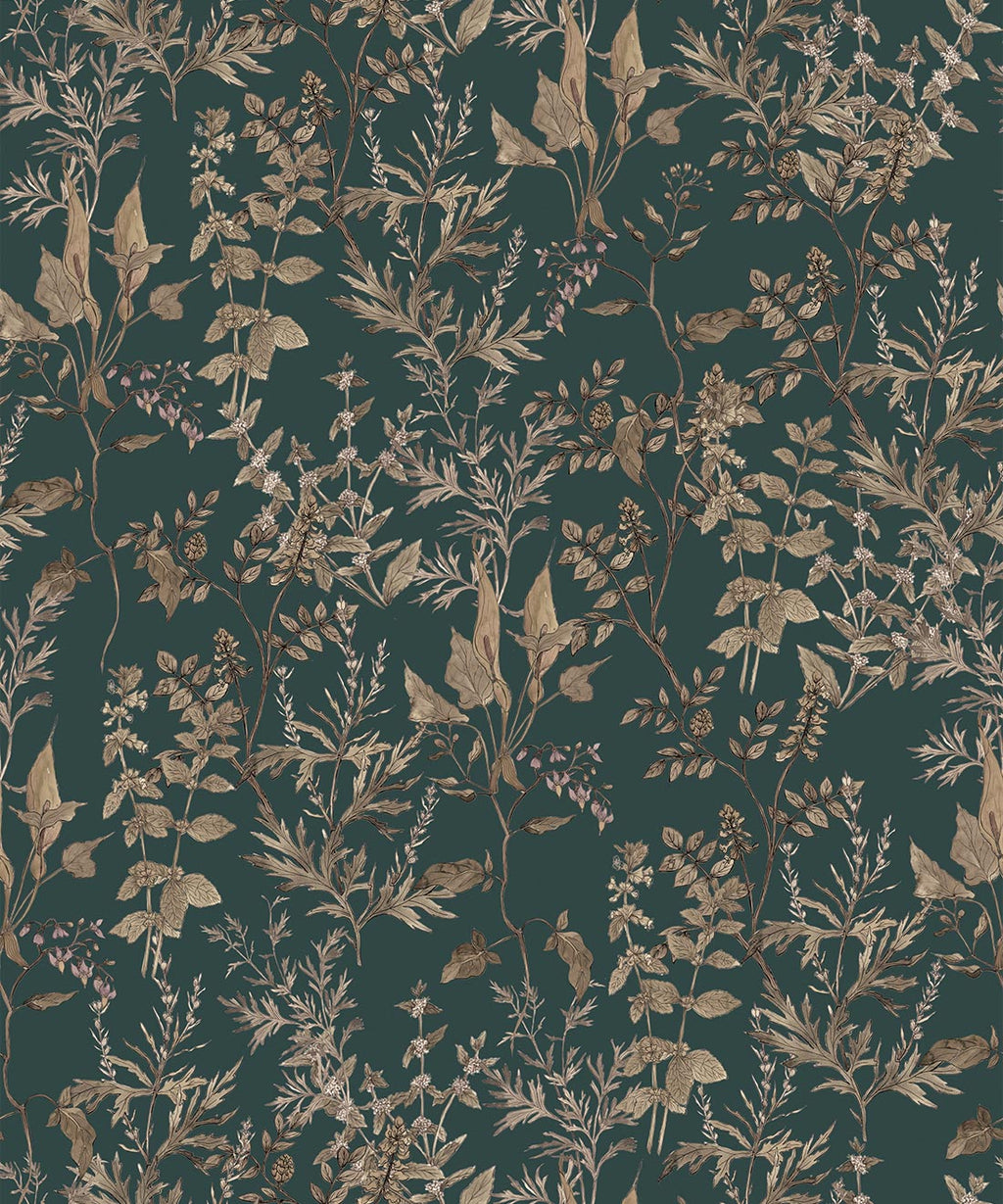 Antique Botanica Wallpaper, Green