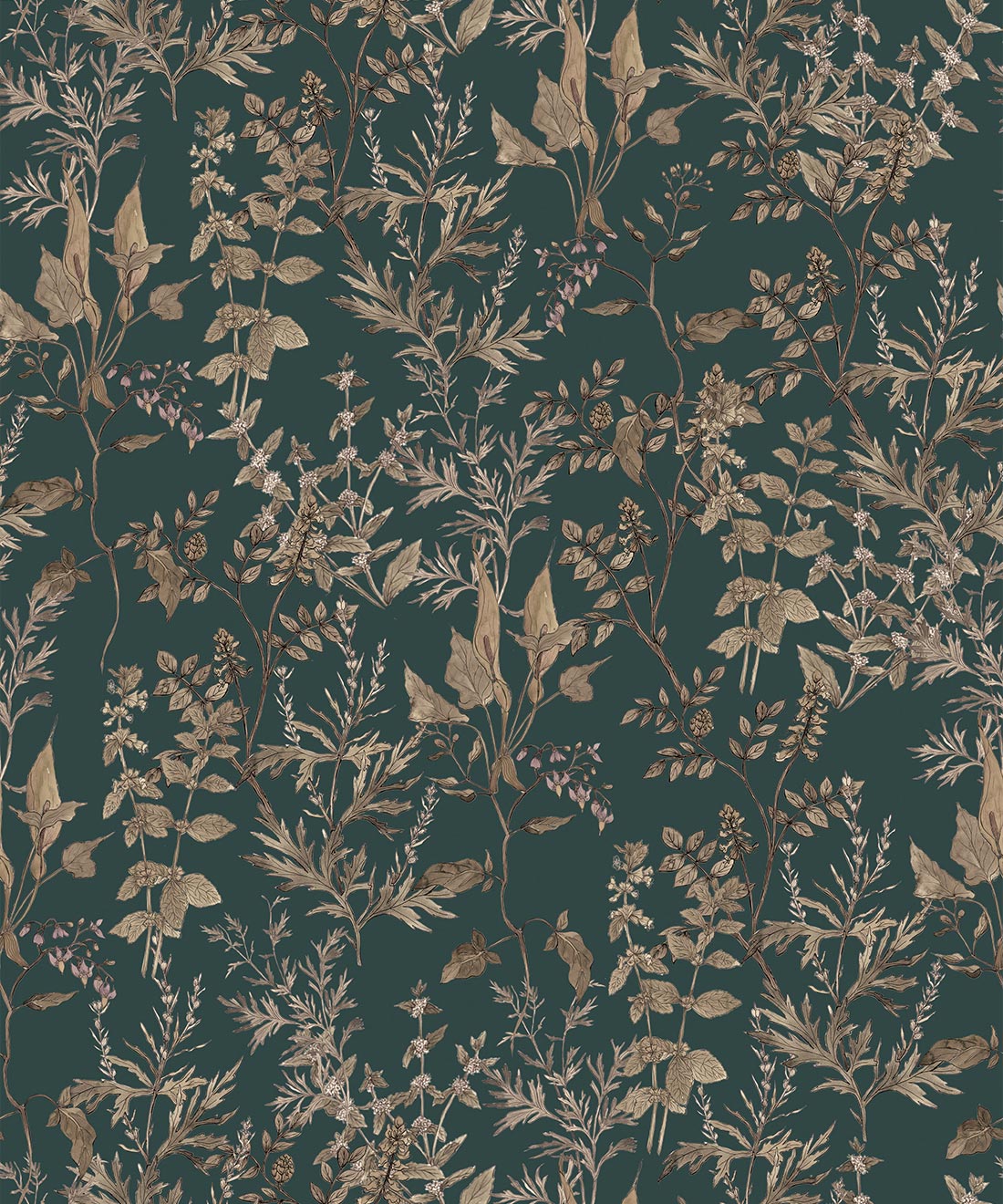 Antique Botanica Wallpaper, Green
