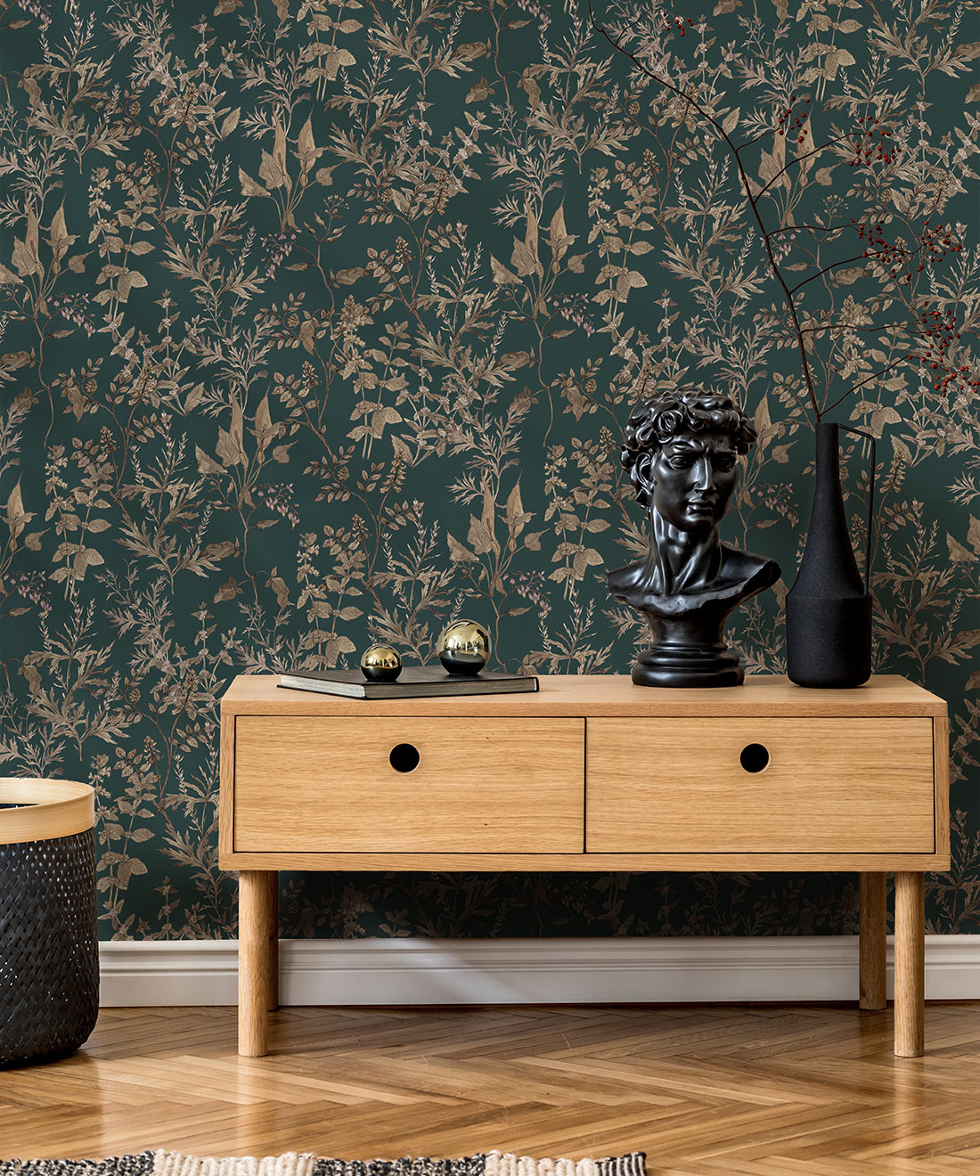 Antique Botanica Wallpaper, Green