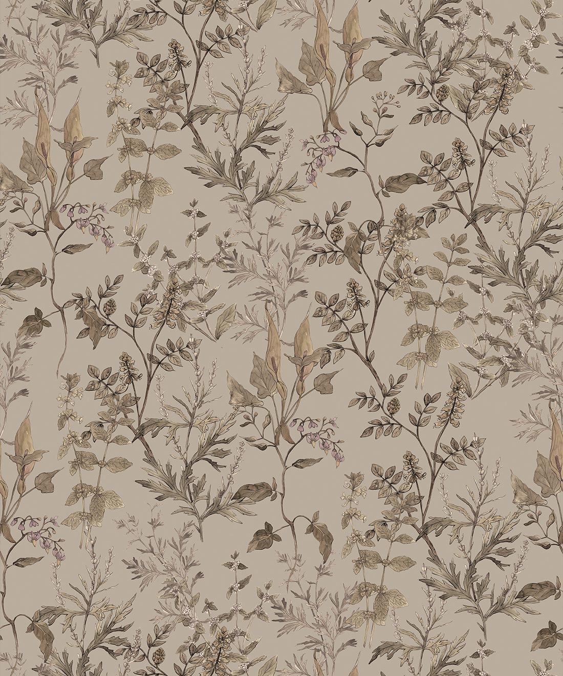 Antique Botanica Wallpaper, Linen