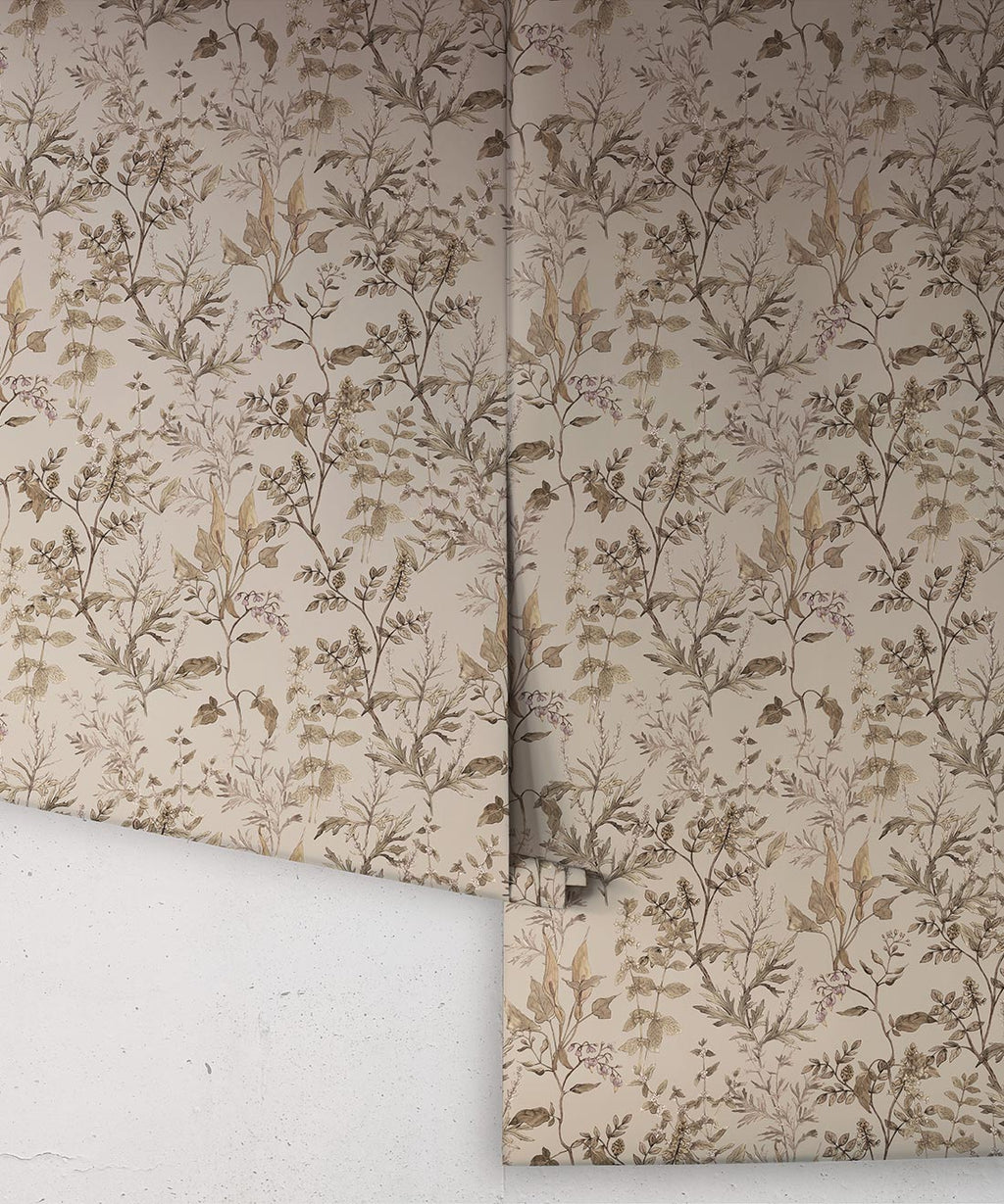 Antique Botanica Wallpaper, Linen