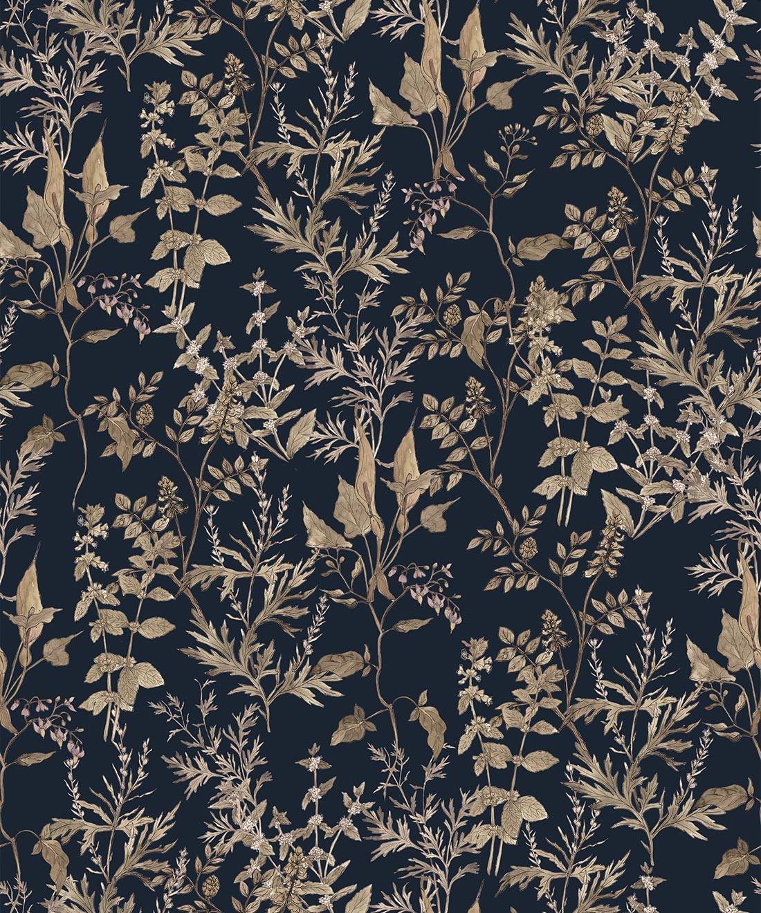 Antique Botanica Wallpaper, Navy