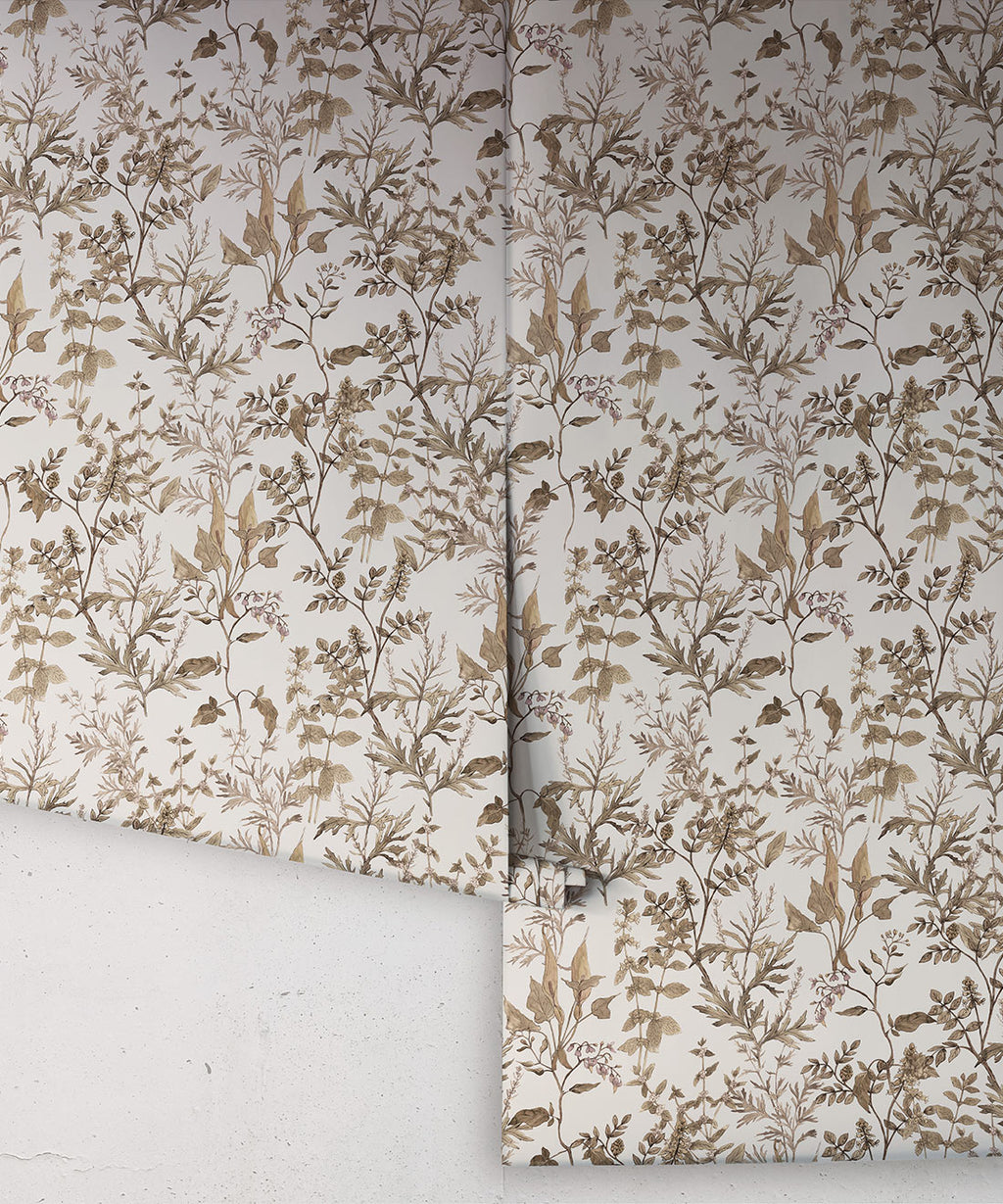 Antique Botanica Wallpaper, Stone