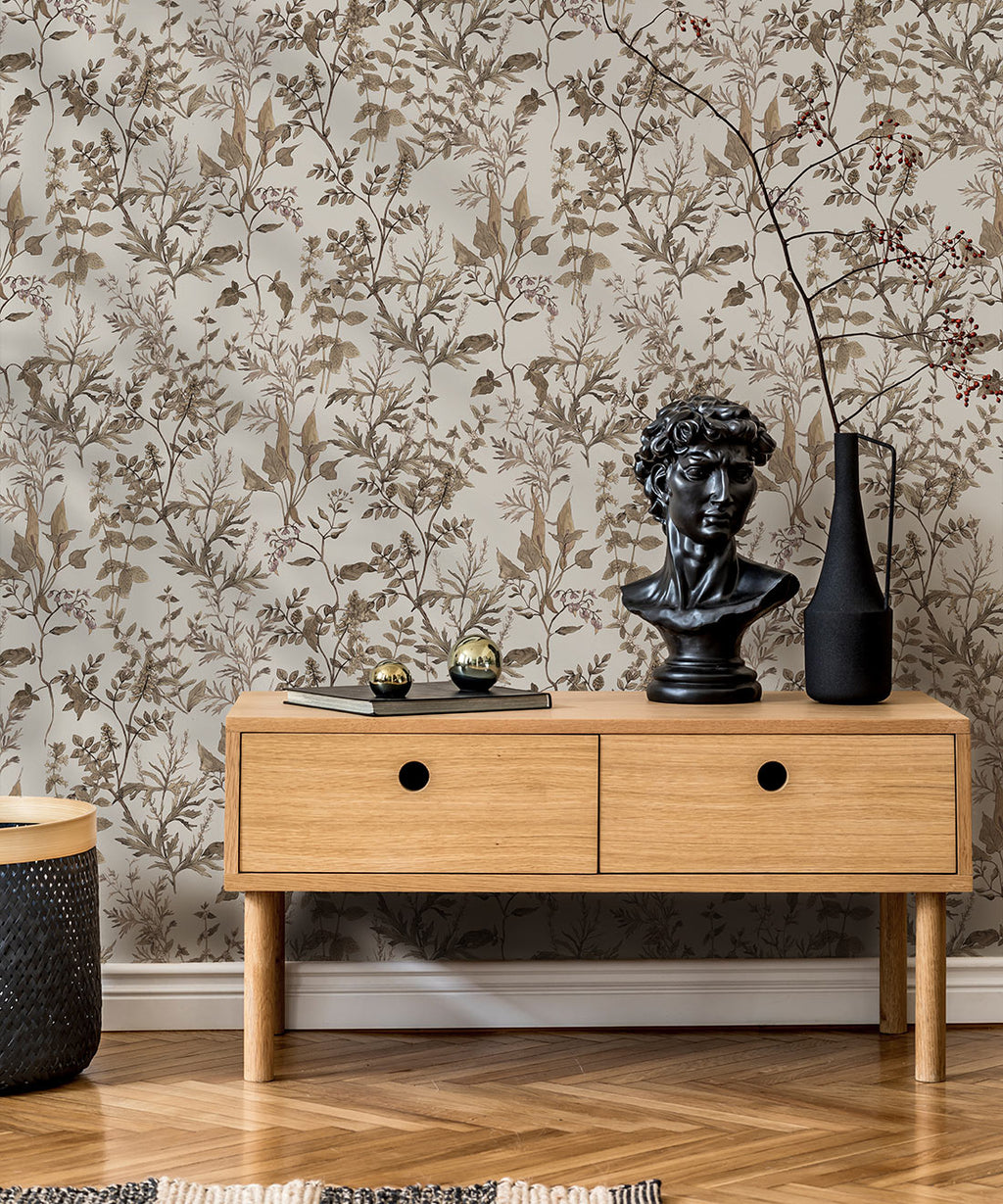 Antique Botanica Wallpaper, Stone