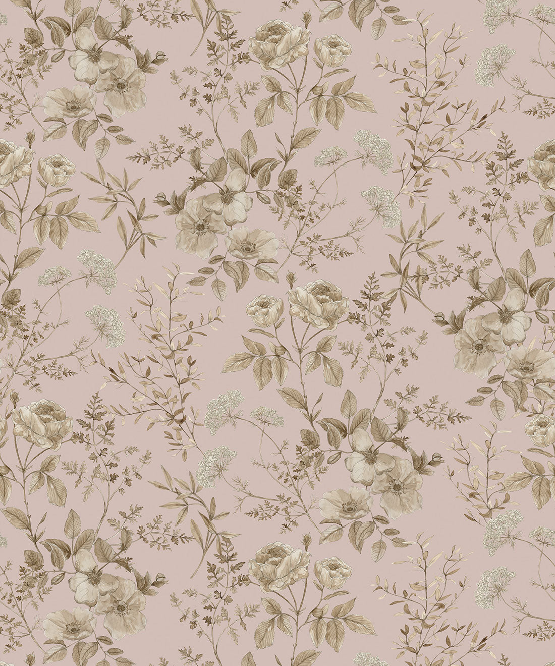 Belle Fleur Wallpaper, Dusty Pink