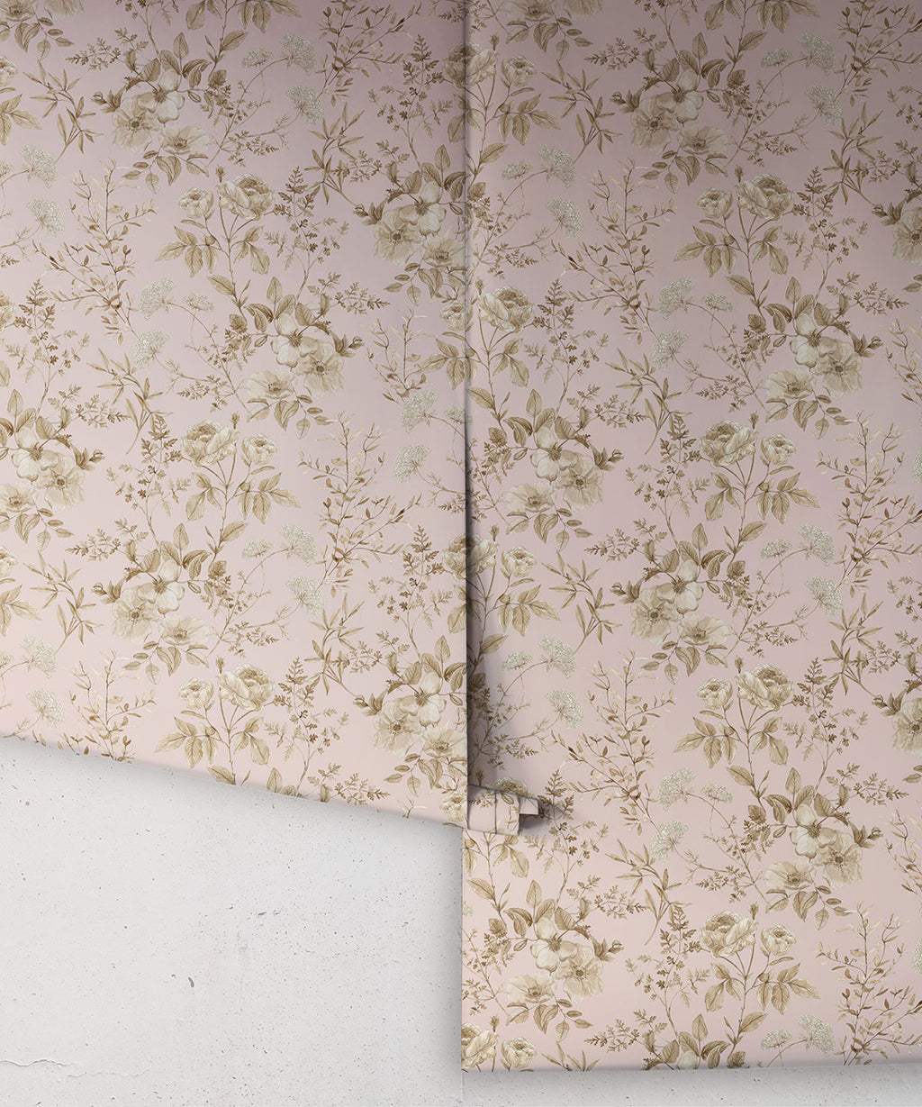 Belle Fleur Wallpaper, Dusty Pink