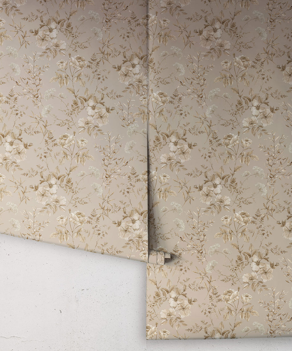 Belle Fleur Wallpaper, Linen