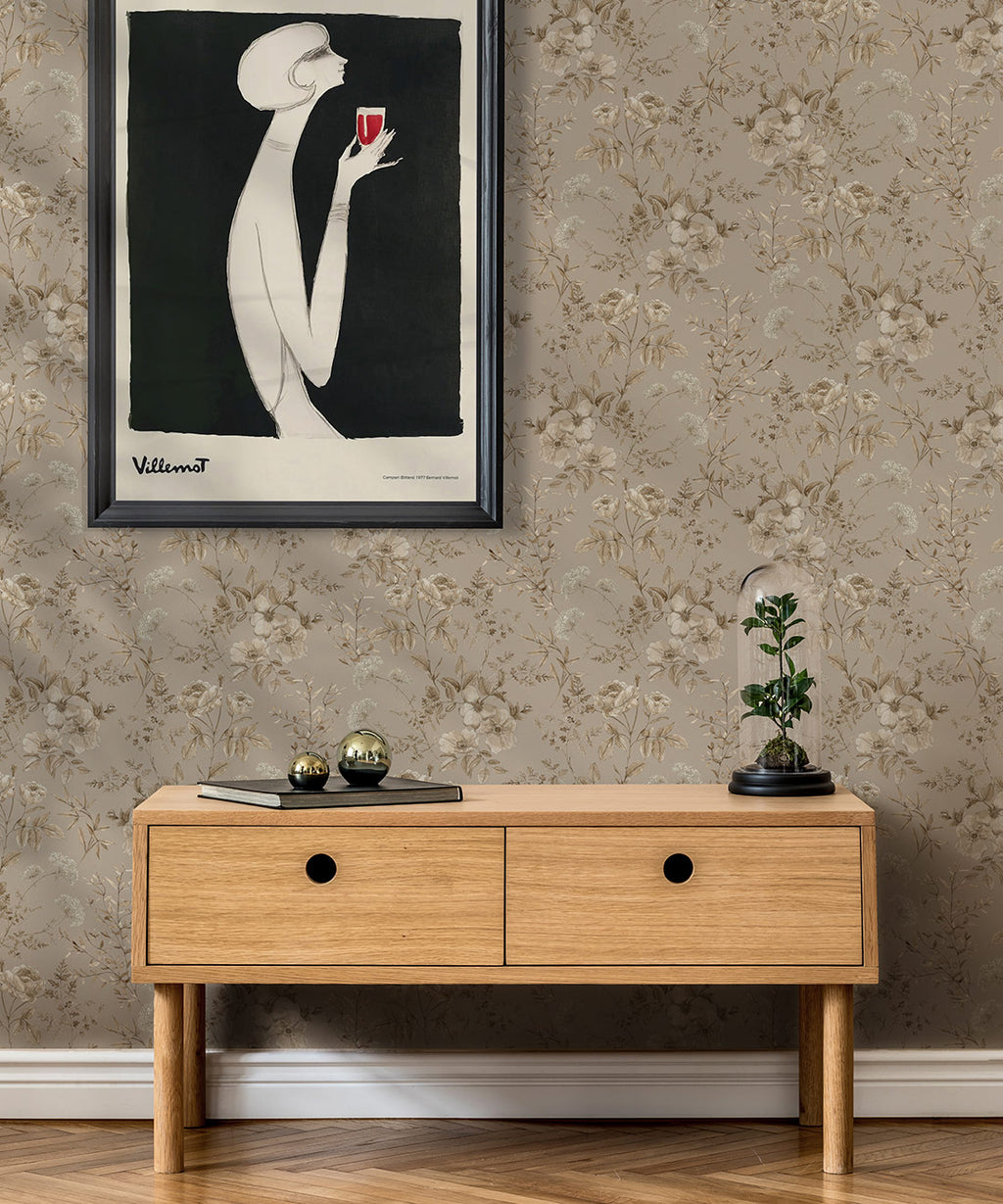 Belle Fleur Wallpaper, Linen