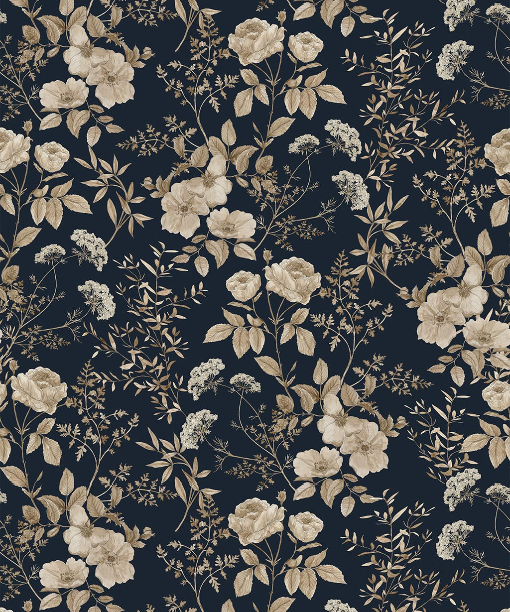 Belle Fleur Wallpaper, Navy