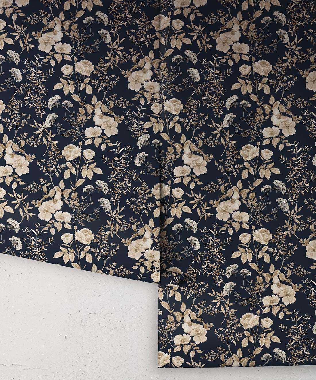 Belle Fleur Wallpaper, Navy