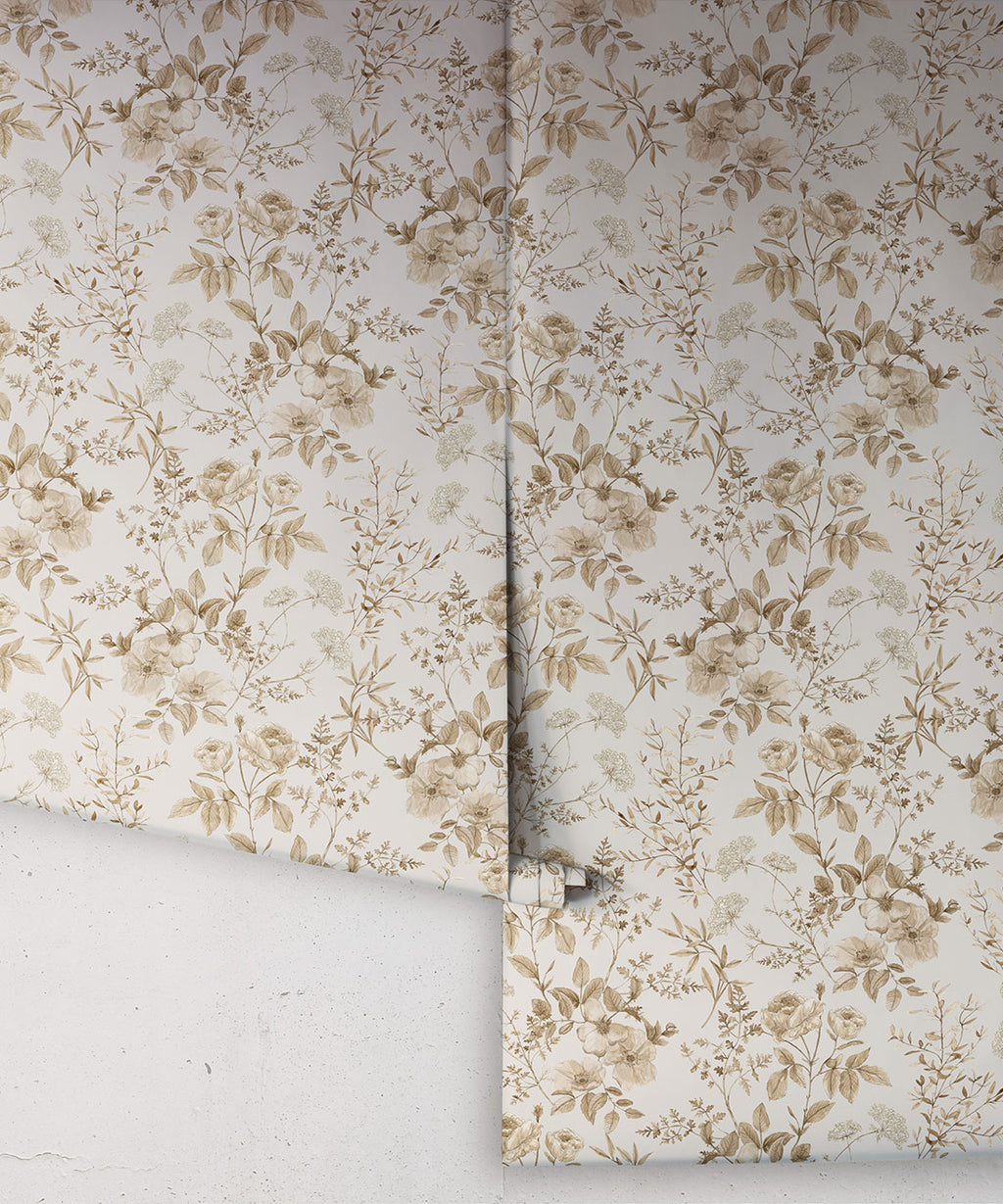 Belle Fleur Wallpaper, Stone