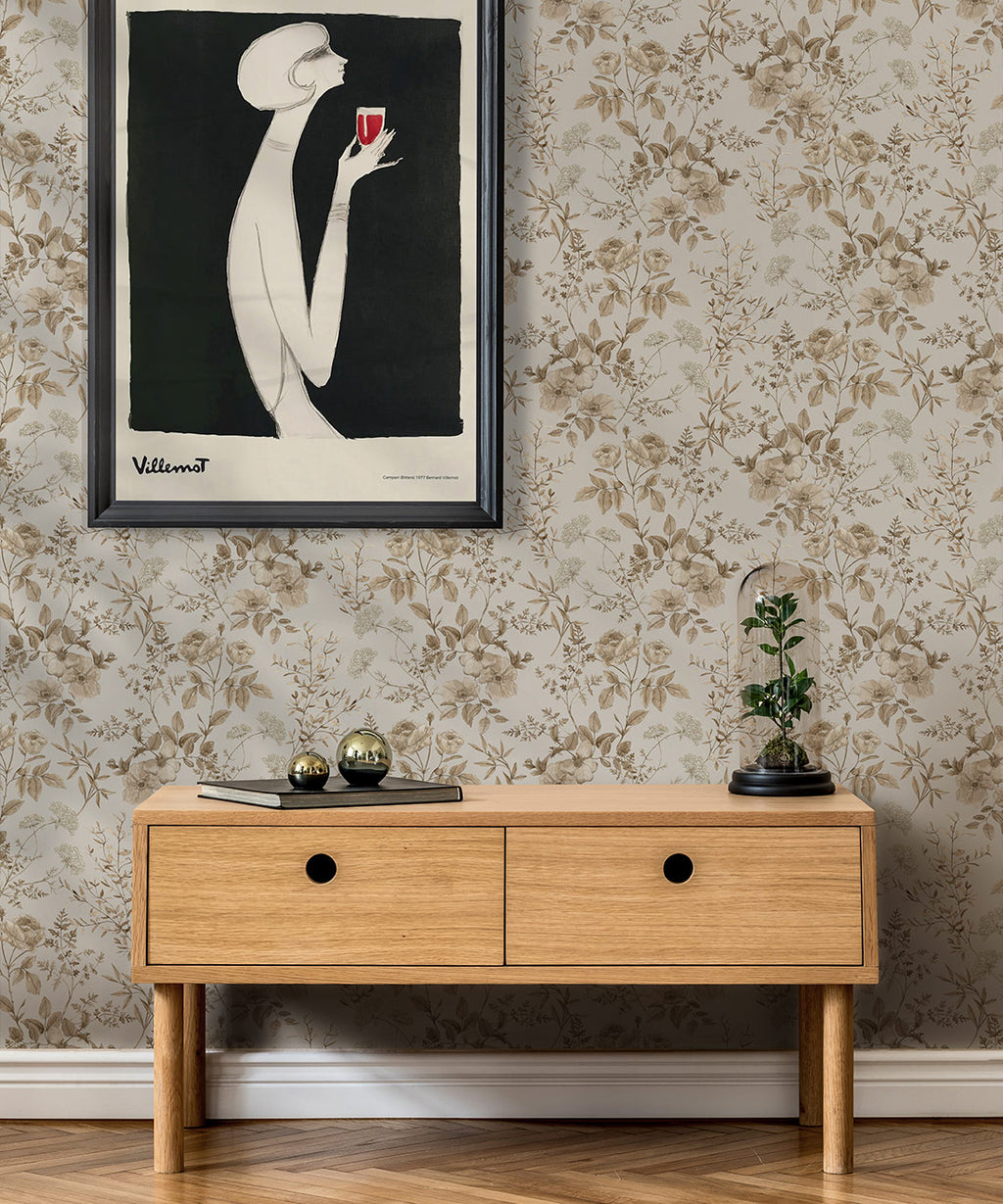 Belle Fleur Wallpaper, Stone
