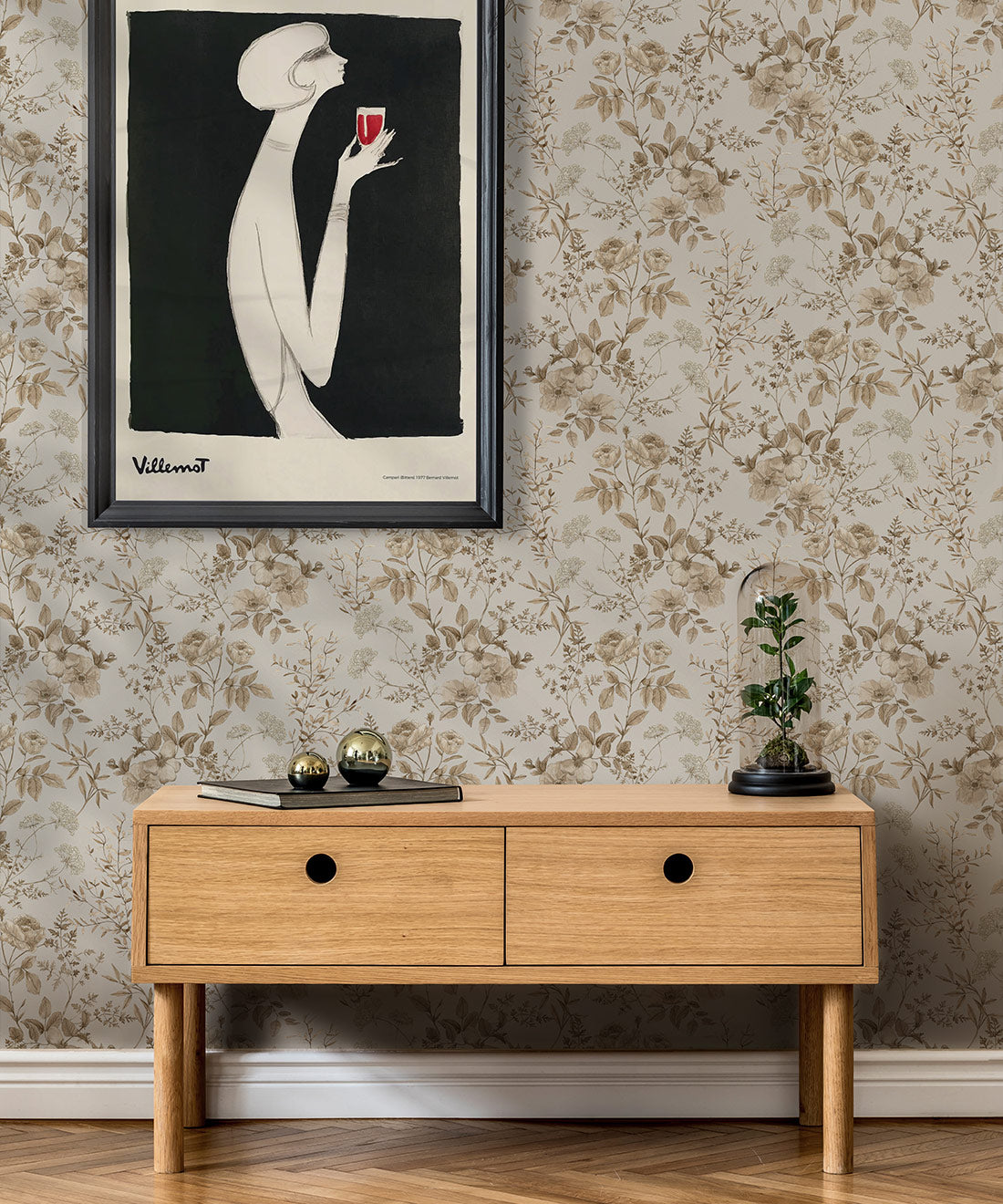 Belle Fleur Wallpaper, Stone
