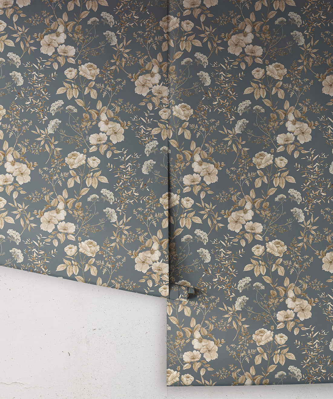 Belle Fleur Wallpaper, Slate grey