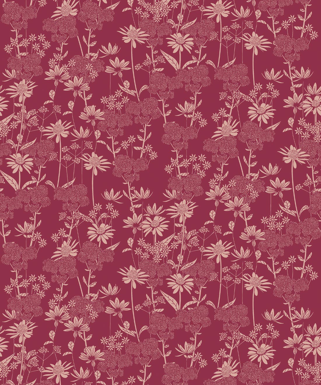 London Street Flowers Wallpaper, Burgundy