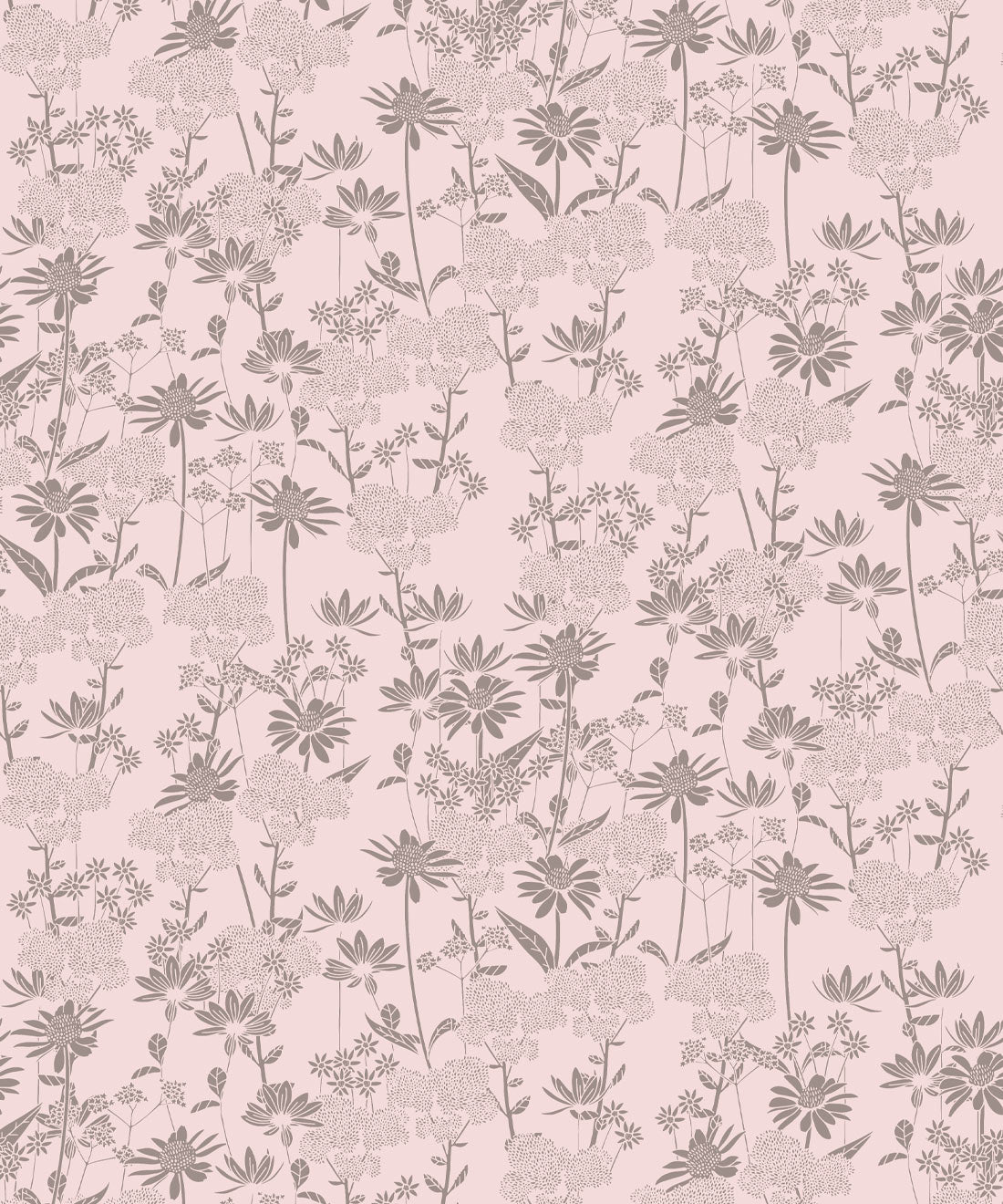 London Street Flowers Wallpaper, Muted Pink