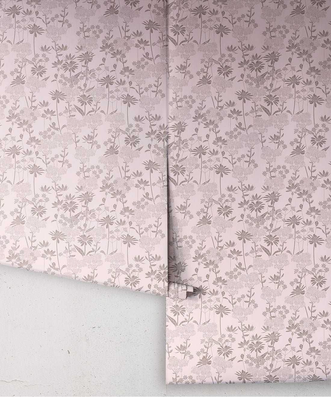 London Street Flowers Wallpaper, Muted Pink