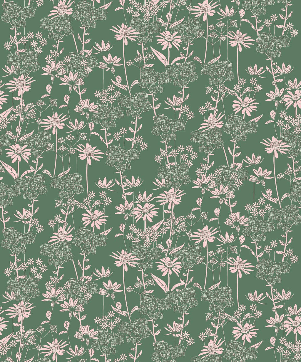 London Street Flowers Wallpaper, Olive