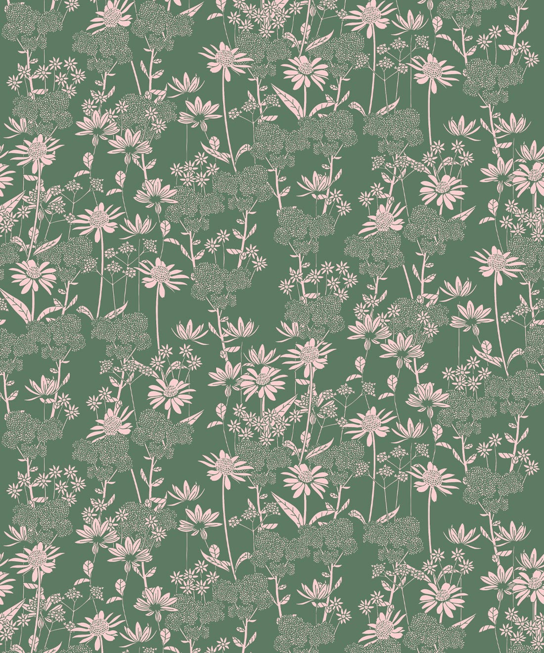 London Street Flowers Wallpaper, Olive