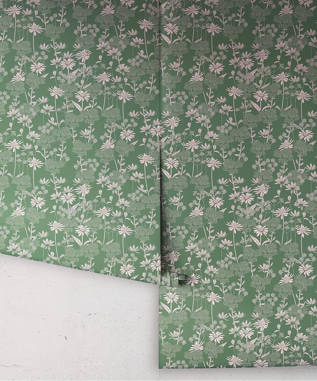 London Street Flowers Wallpaper, Olive