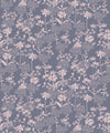 London Street Flowers Wallpaper, Steel Blue