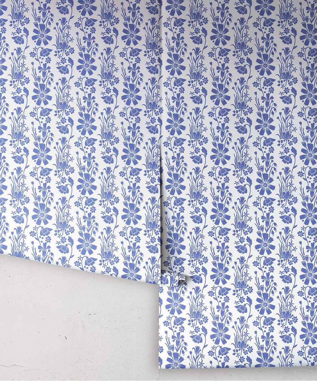 Corsage Wallpaper, Cornflower Blue