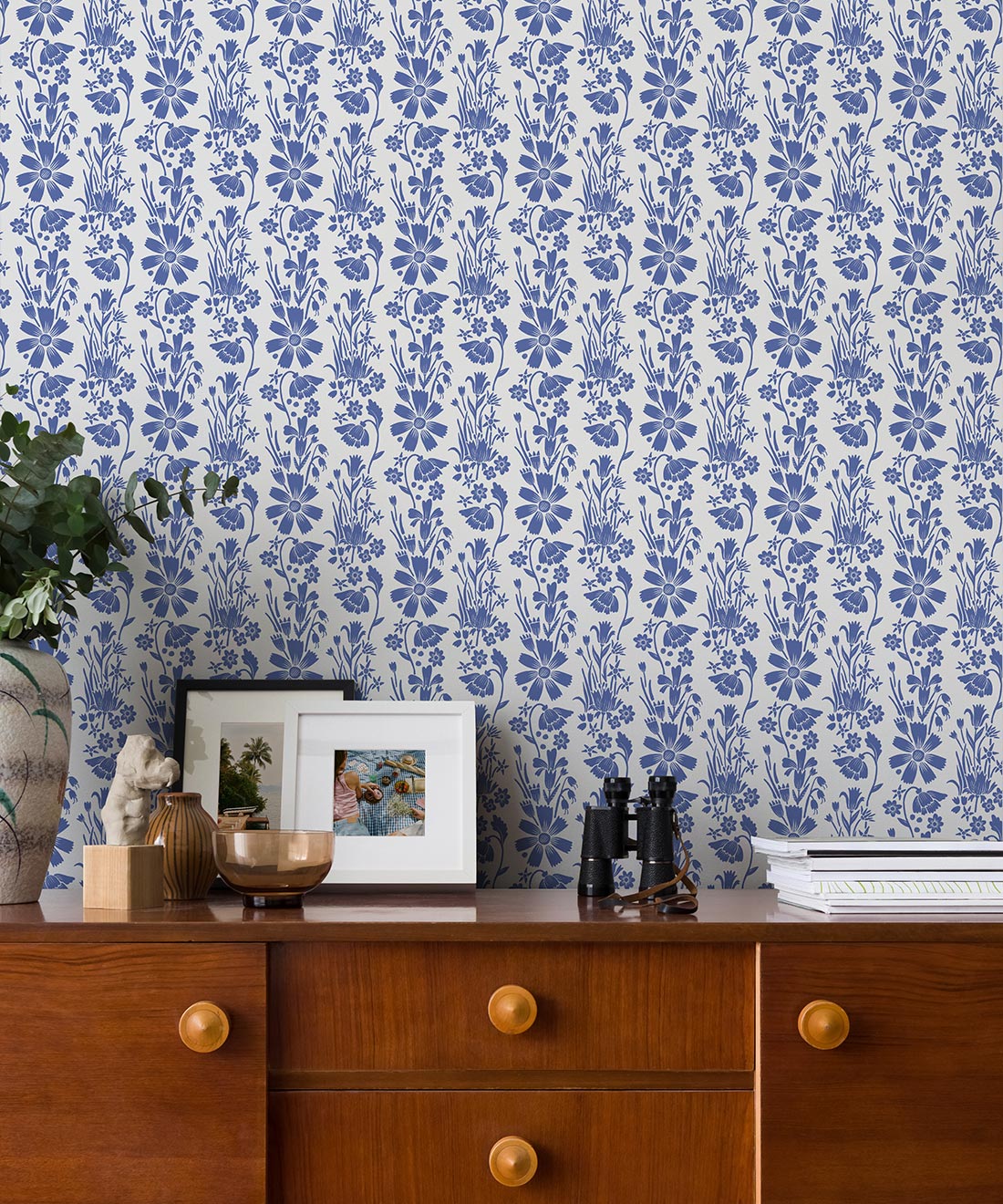 Corsage Wallpaper, Cornflower Blue