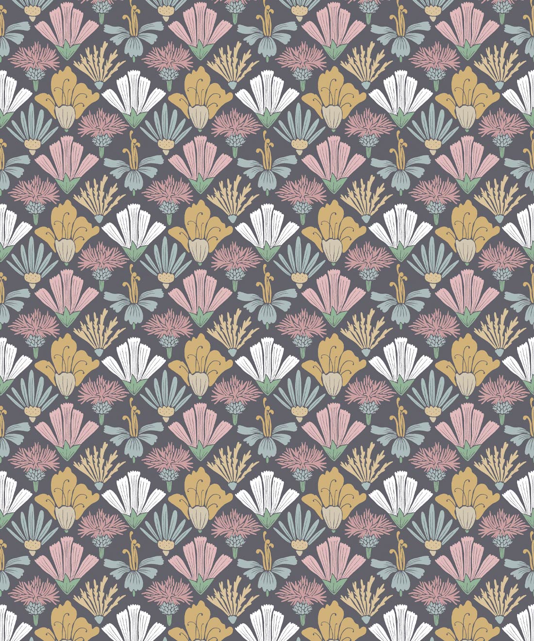 Fanned Flowers Wallpaper, Multi
