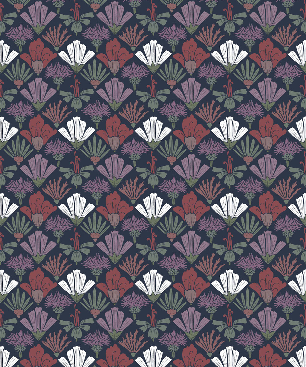 Fanned Flowers Wallpaper, Night