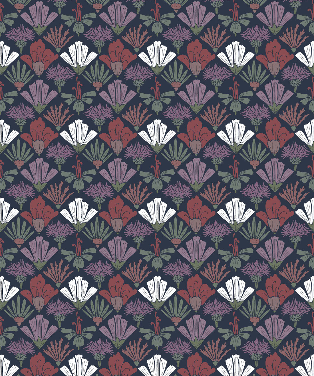 Fanned Flowers Wallpaper, Night