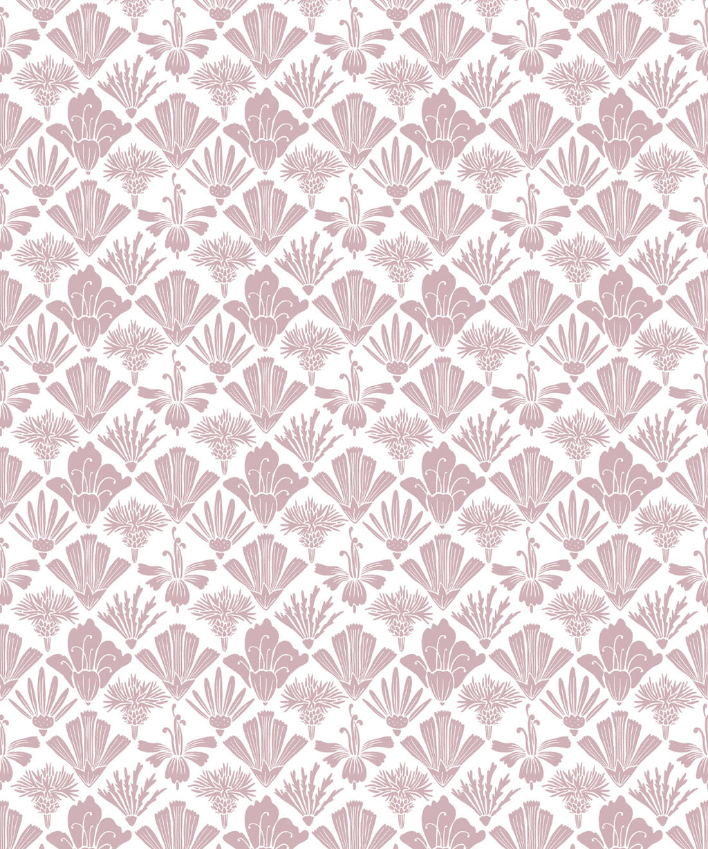 Fanned Flowers Wallpaper, Rose