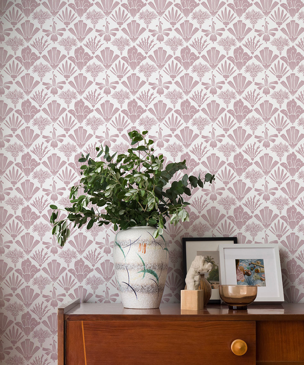 Fanned Flowers Wallpaper, Rose
