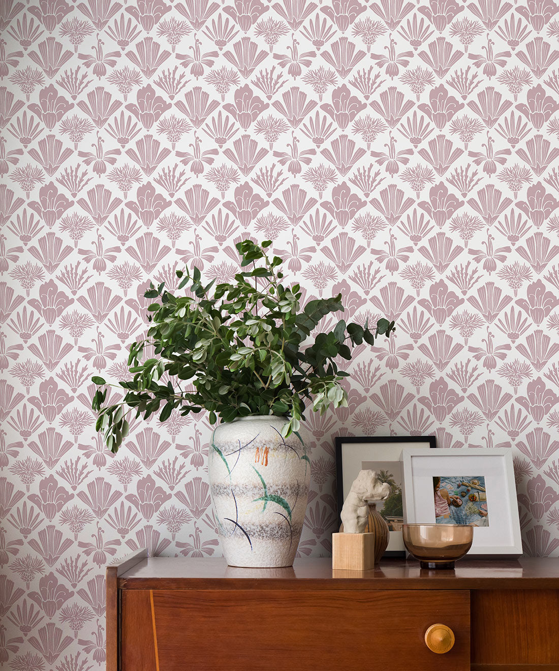Fanned Flowers Wallpaper, Rose