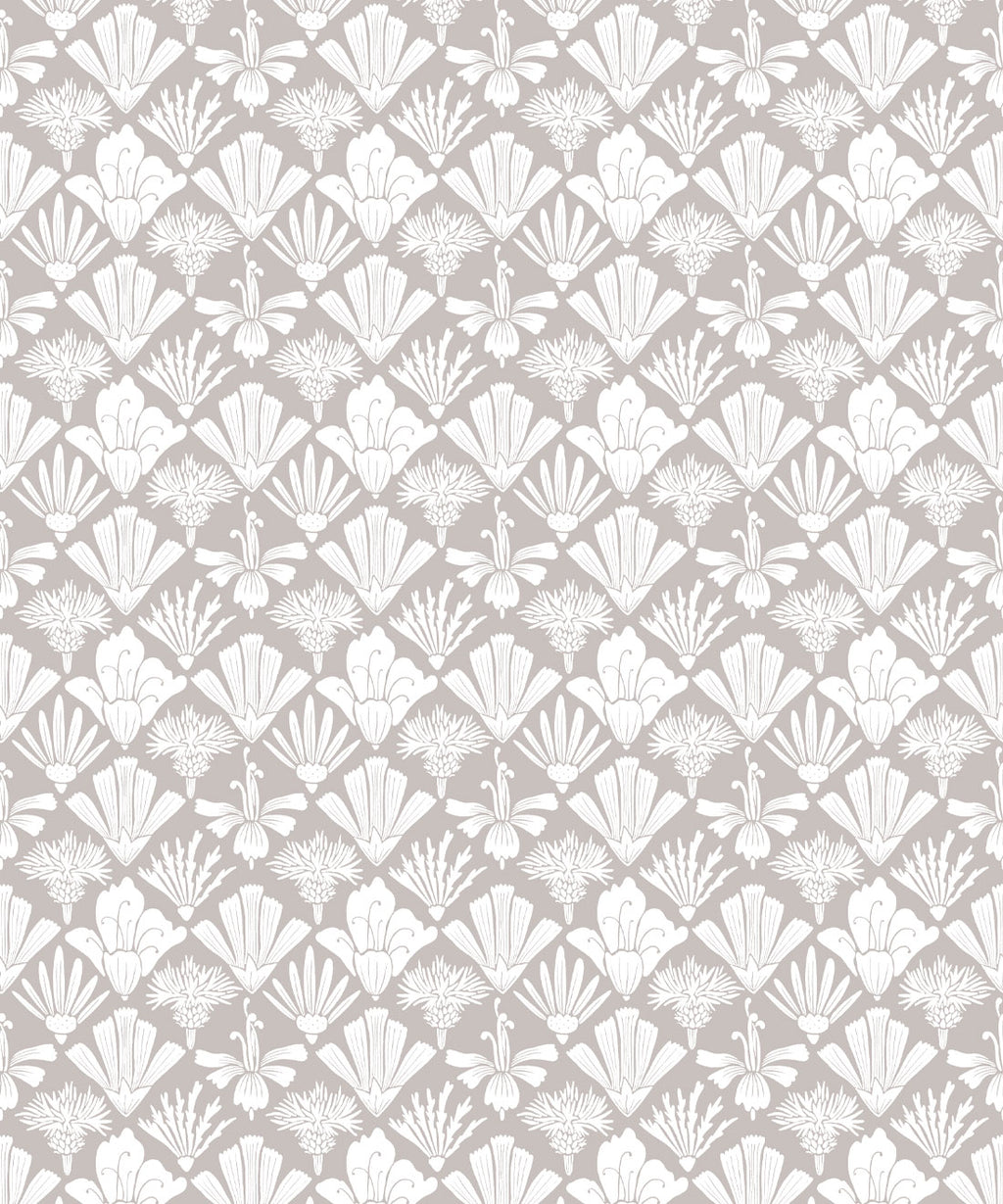 Fanned Flowers Wallpaper, Taupe