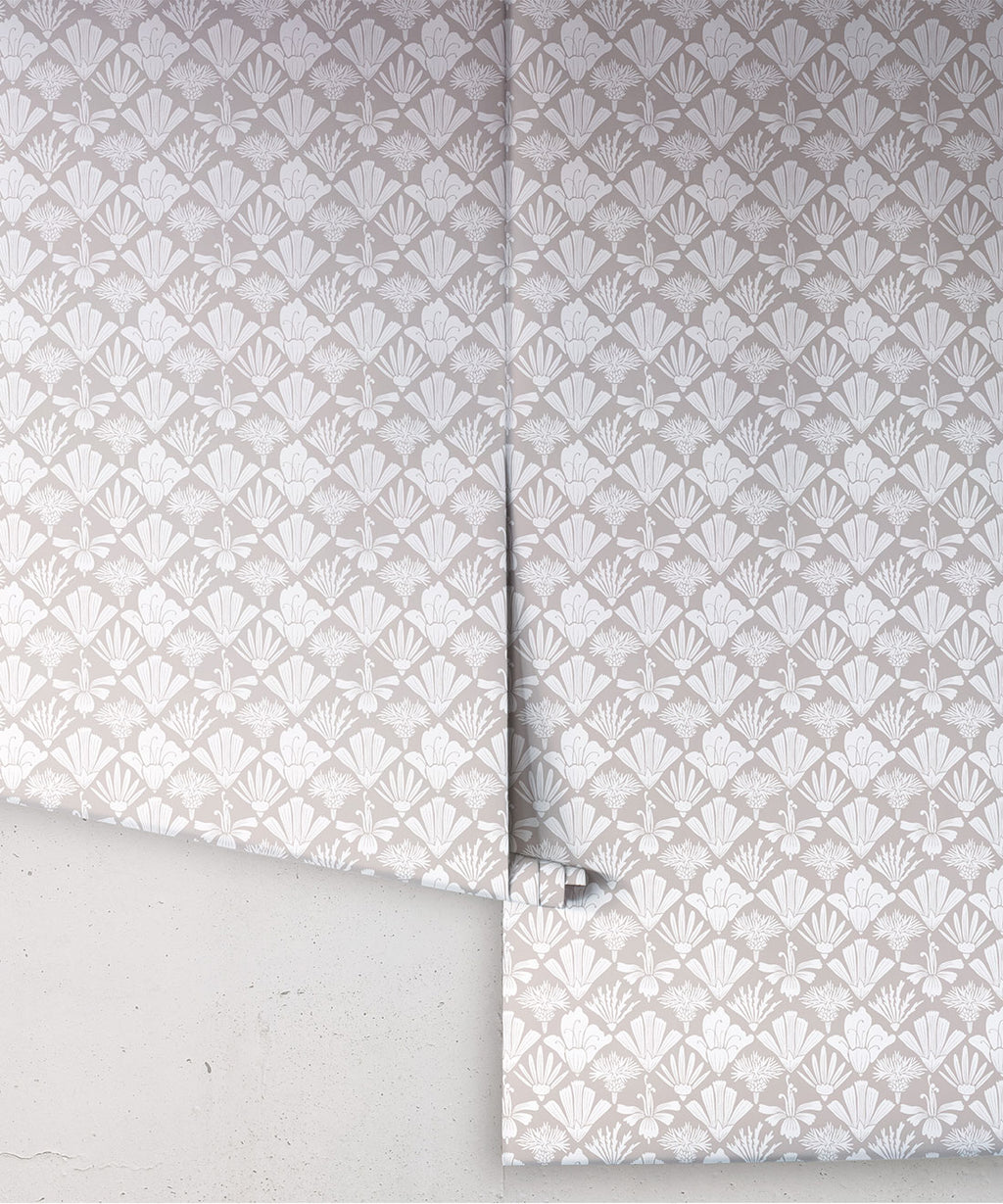 Fanned Flowers Wallpaper, Taupe