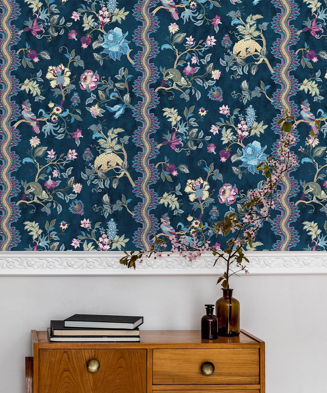Fantasia Wilds Wallpaper, Navy
