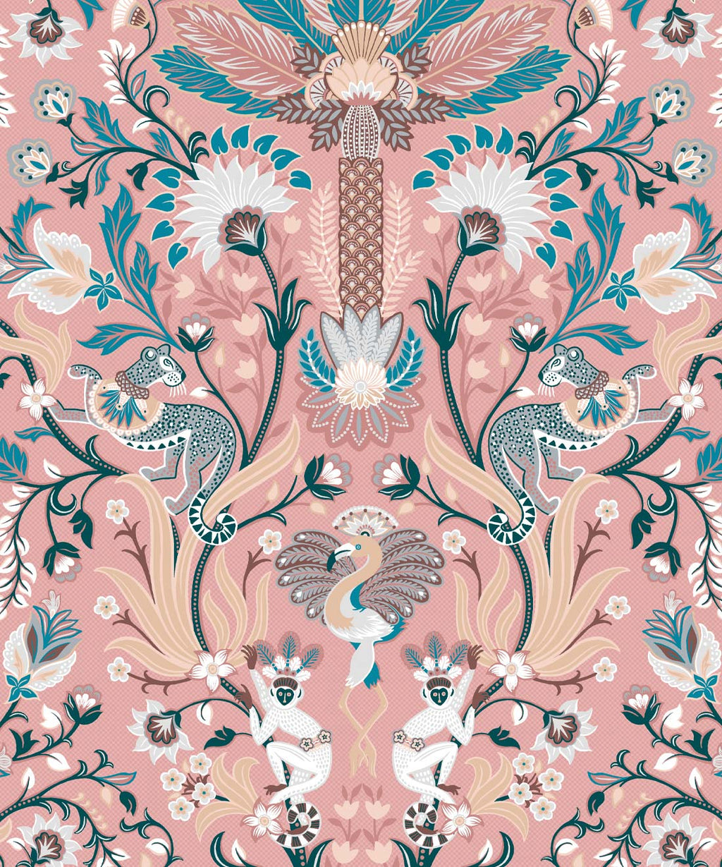 Jungle Symphony Wallpaper, Coral