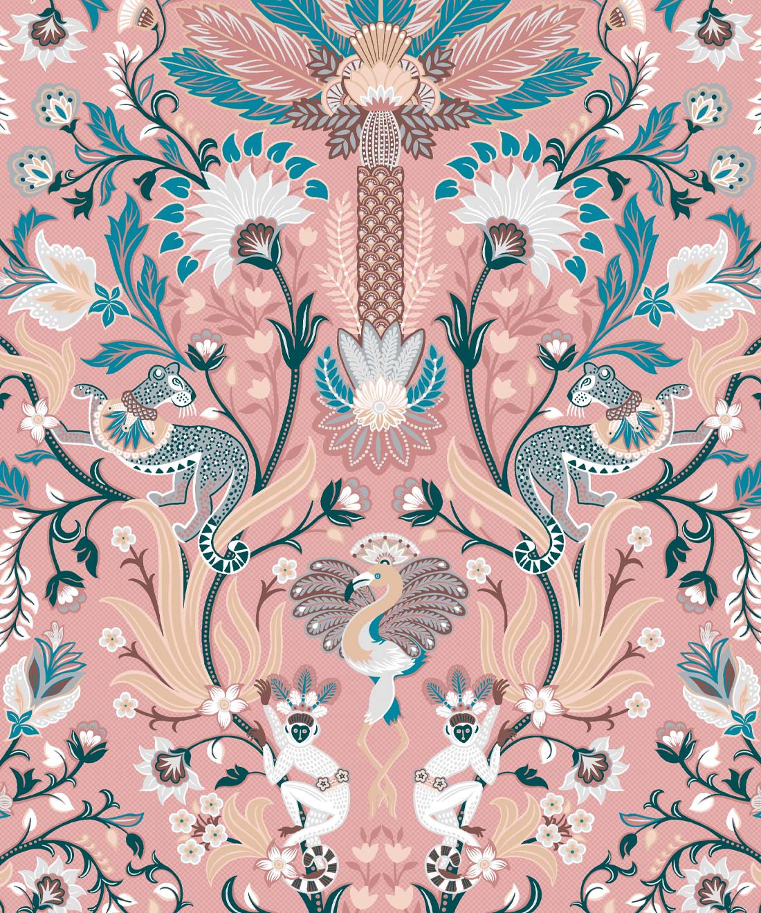 Jungle Symphony Wallpaper, Coral