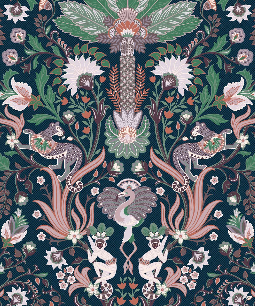 Jungle Symphony Wallpaper, Midnight Blue