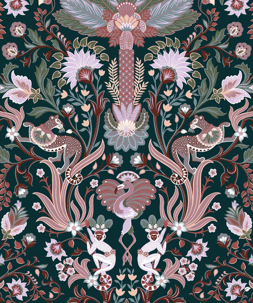 Jungle Symphony Wallpaper, Teal