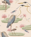 Heron, Jacana & Giant Lilypad Wallpaper, Cream