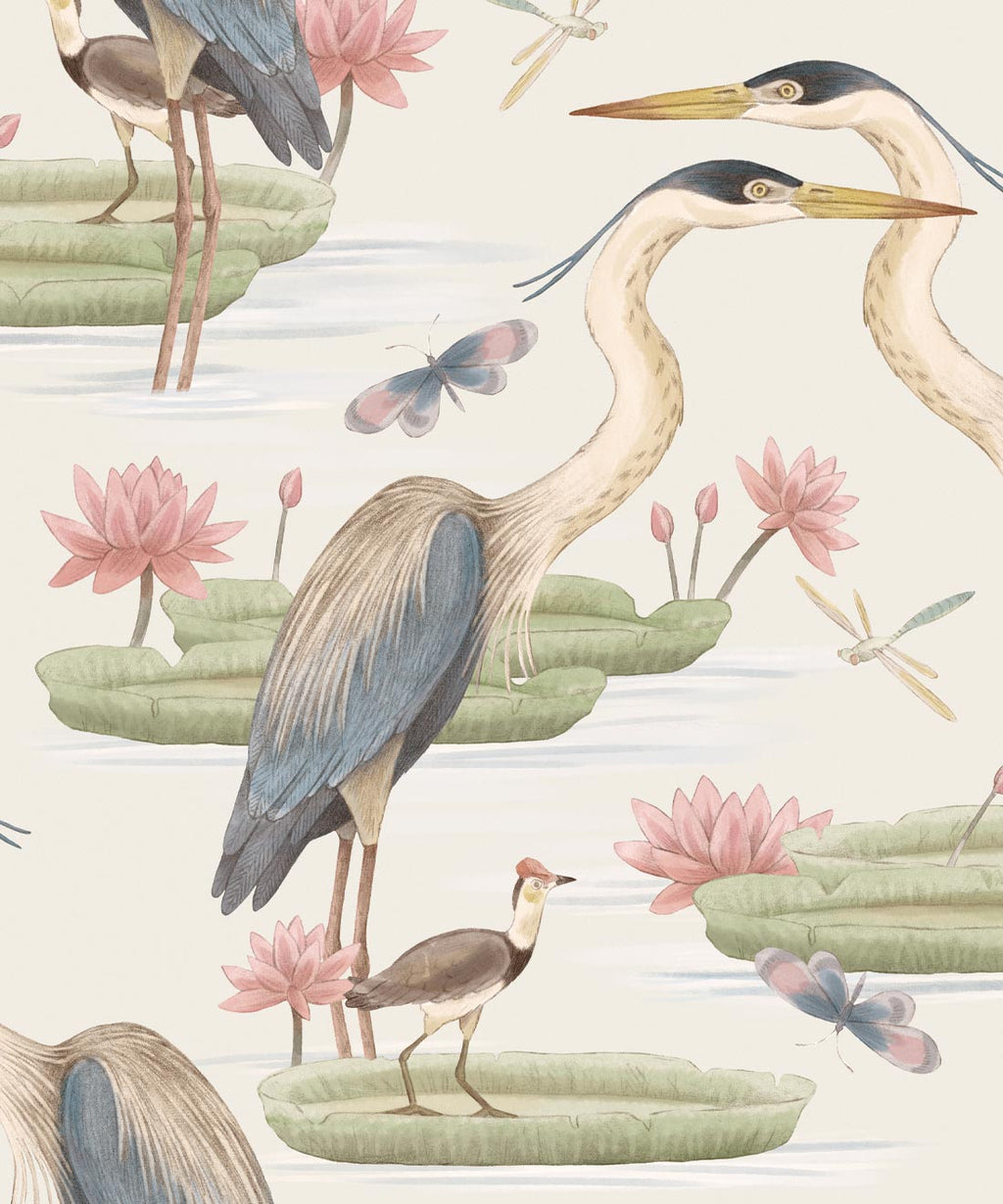 Heron, Jacana & Giant Lilypad Wallpaper, Snowflake