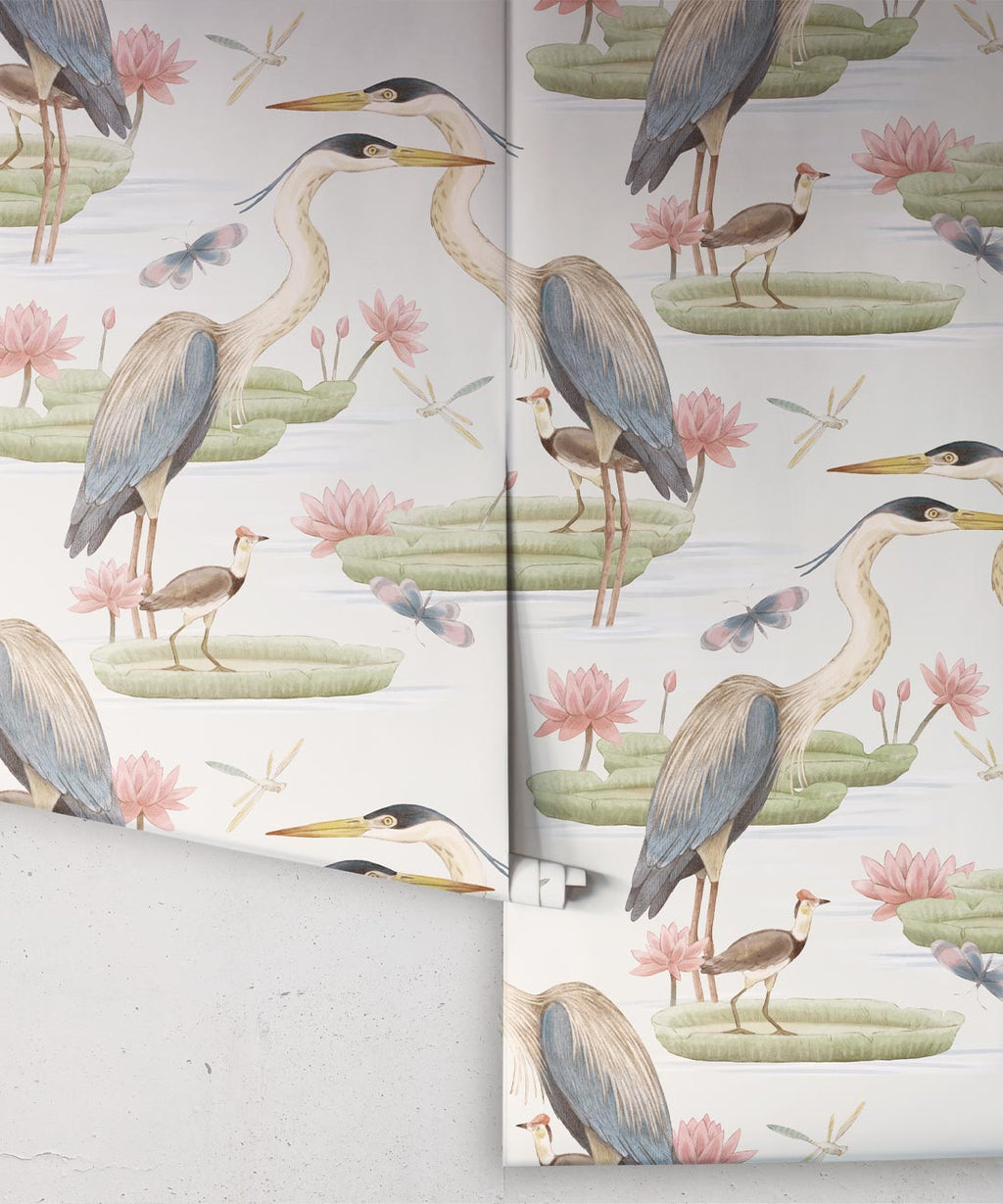 Heron, Jacana & Giant Lilypad Wallpaper, Snowflake
