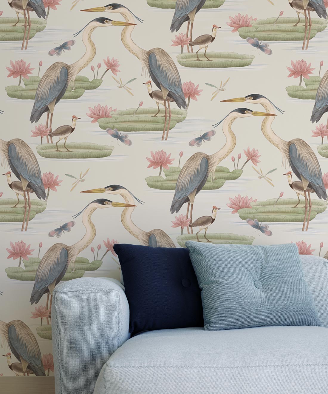 Heron, Jacana & Giant Lilypad Wallpaper, Snowflake