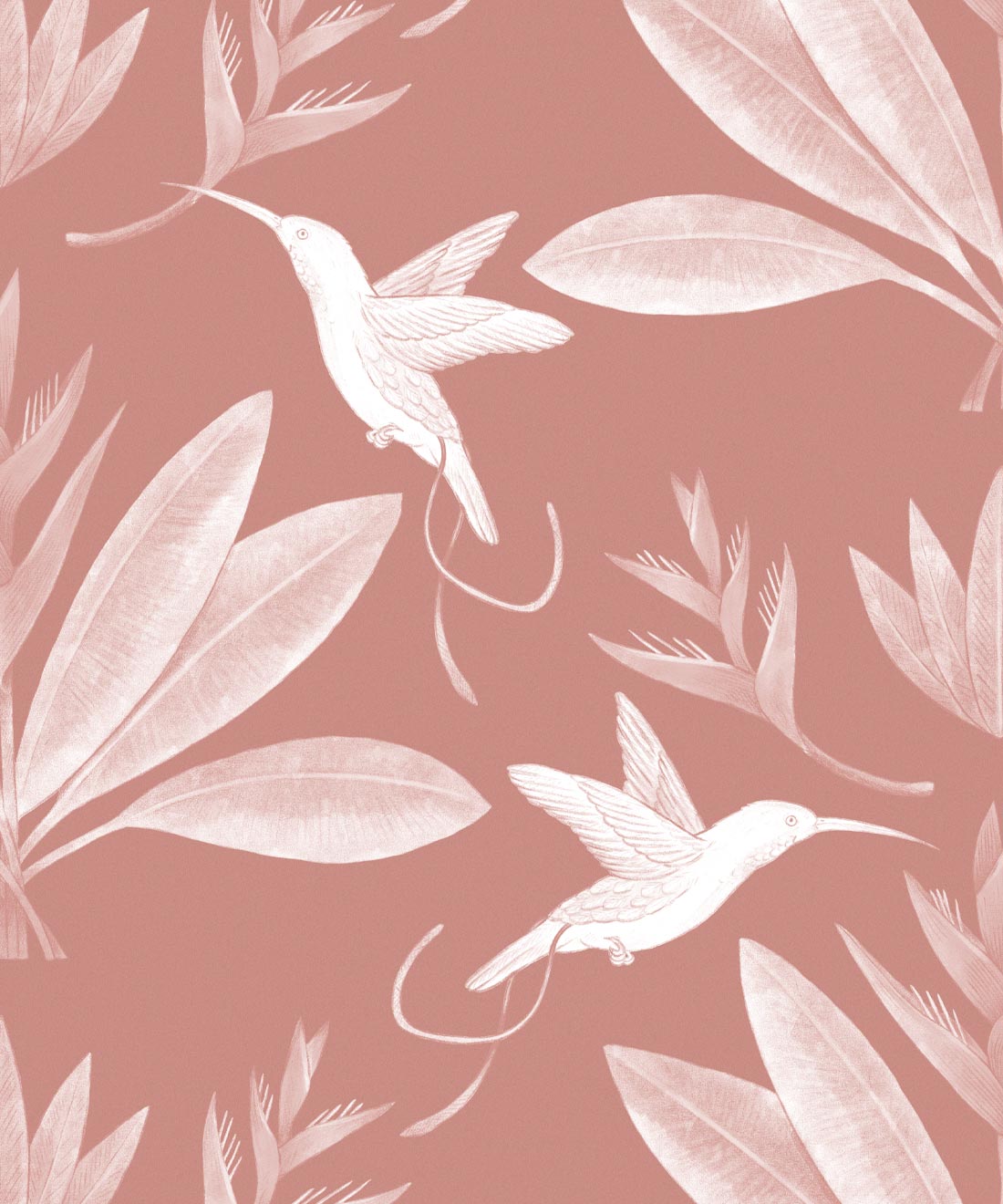 Hummingbirds & Heliconias Wallpaper, Rust